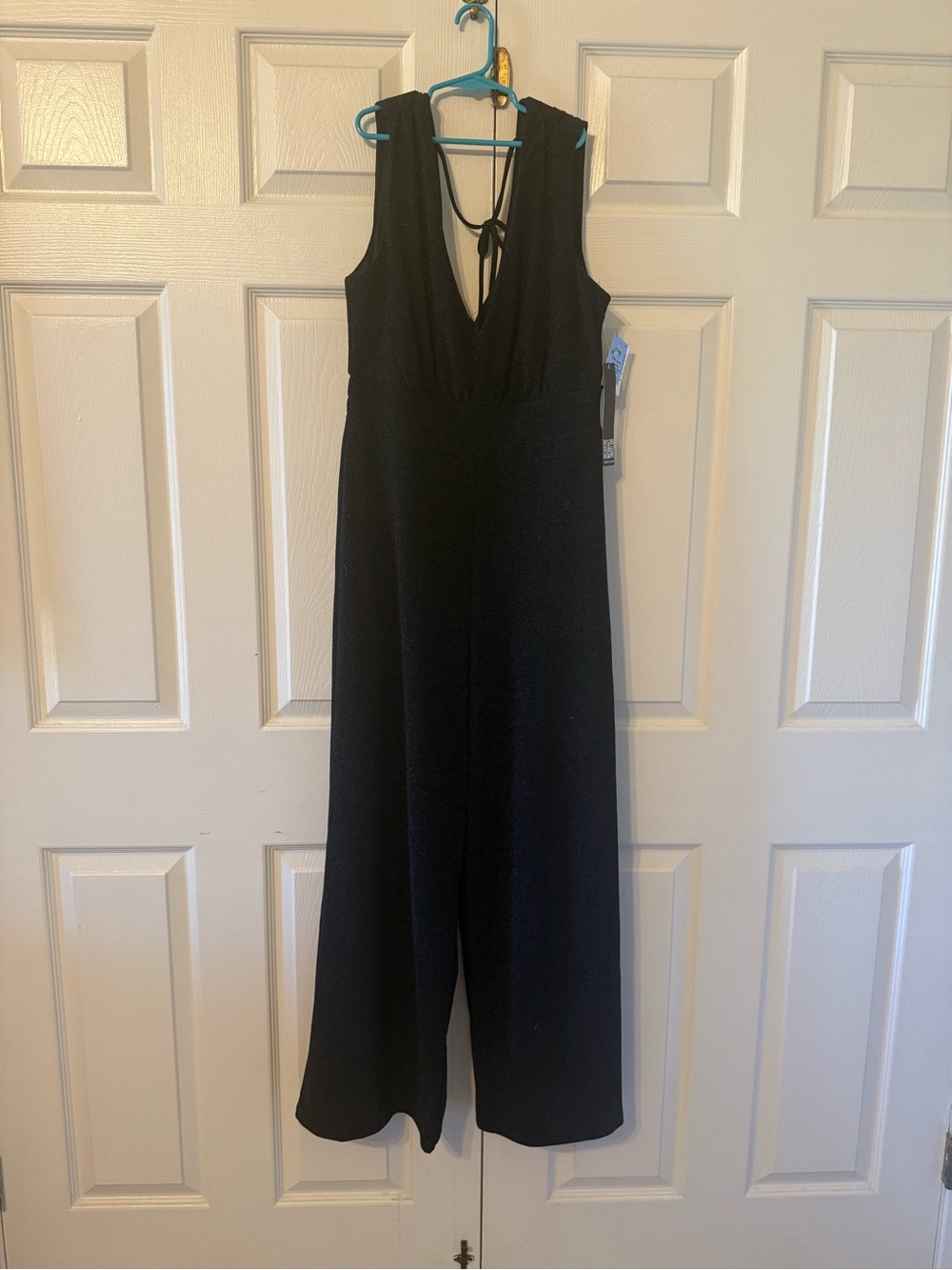 Trixxi Black Sleeveless V-Neck Wide-Leg Jumpsuit with Back Tie